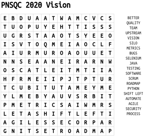 PNSQC 2020 Word Search